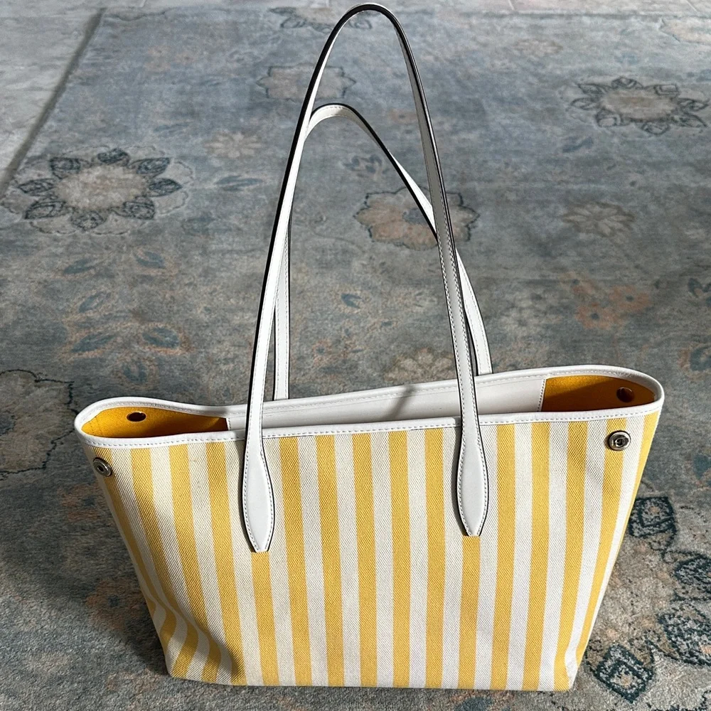 Kate Spade Street Tote ✨ Yellow & White Summer Stripes - Picture 4 of 9